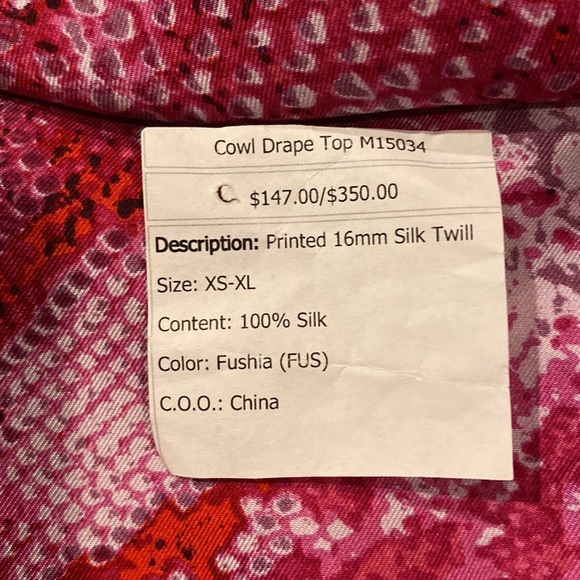 Fabulous Fuchsia Snake! Natori 100% Silk Cowl Top - Picture 9 of 9